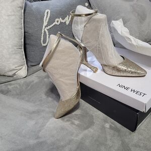 Nine West Gold Sparkle Heels